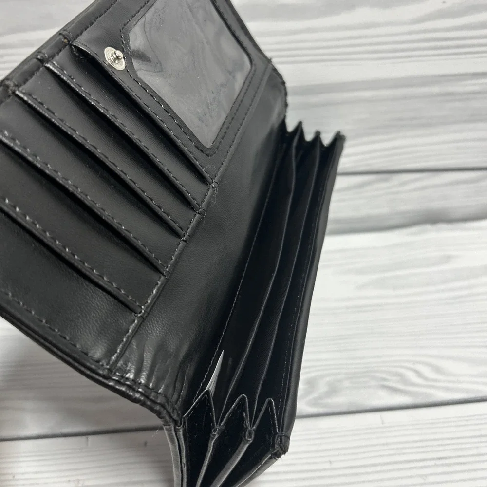 Vintage Brighton Black Heart Accent Tri-Fold Wallet Credit Card Folding Women